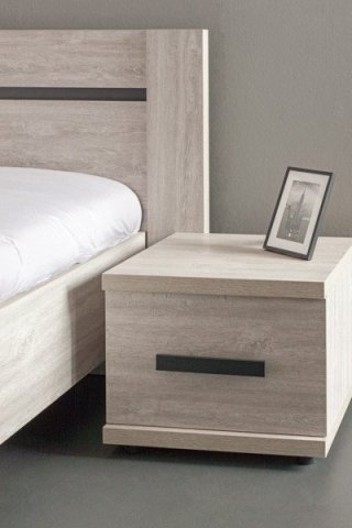 Chevet chêne gris et anthracite contemporain MELVIN