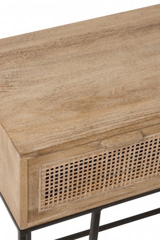 Console bois clair et cannage 3 tiroirs scandinave GÜSS