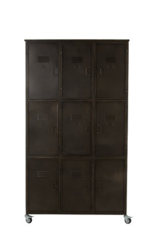 Armoire industrielle en métal anthracite sur roulettes 9 casiers JOEY