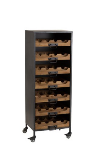 Armoire à roulettes range bouteille avec tiroirs industrielle WINE