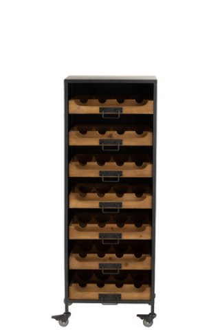 Armoire à roulettes range bouteille avec tiroirs industrielle WINE