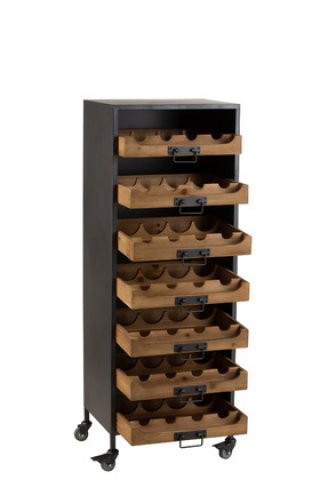 Armoire à roulettes range bouteille avec tiroirs industrielle WINE