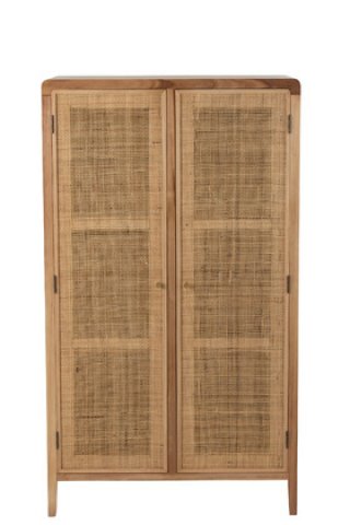 Armoire scandinave en bois naturel et rotin HILDA