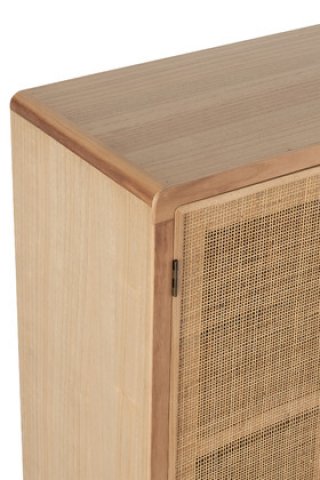 Armoire scandinave en bois naturel et rotin HILDA