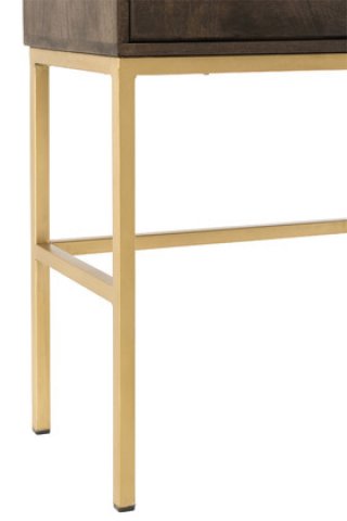 Buffet haut bois manguier moderne piétement métal or JANYS