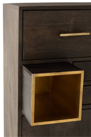 Buffet haut bois manguier moderne piétement métal or JANYS