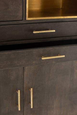 Buffet haut bois manguier moderne piétement métal or JANYS