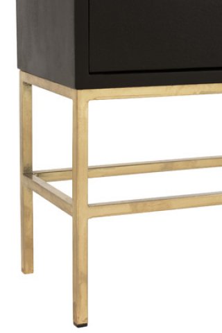 Buffet haut moderne en bois massif noir et métal Or JULY