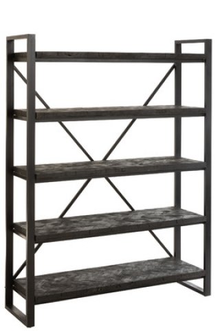 Etagère industrielle en bois de manguier noir et métal JACK