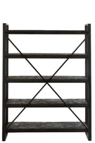 Etagère industrielle en bois de manguier noir et métal JACK