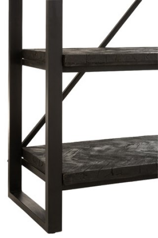 Etagère industrielle en bois de manguier noir et métal JACK