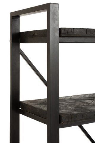 Etagère industrielle en bois de manguier noir et métal JACK