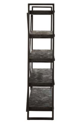 Etagère industrielle en bois de manguier noir et métal JACK
