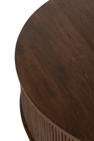 Table basse ronde bois massif moderne marron 120cm RAYAN