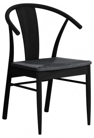 Chaise en bois chêne massif noir avec accoudoirs (Lot de 2)  BJORG
