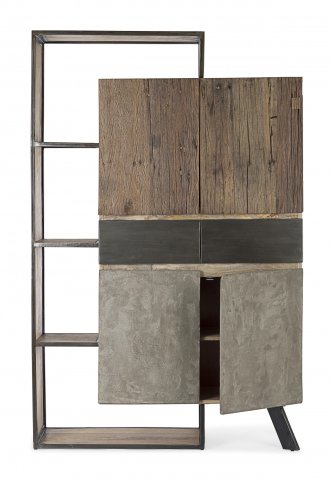 Buffet haut moderne bois métal béton BRADFORD