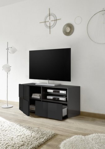 Meuble TV anthracite laqué design ROMA