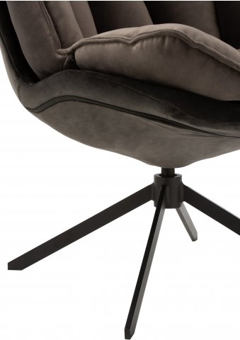 Fauteuil design pivotant tissu gris JEY