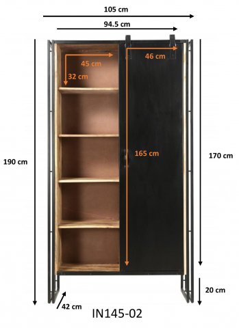 Armoire industrielle porte coulissante métal et bois 195cm ESTHER