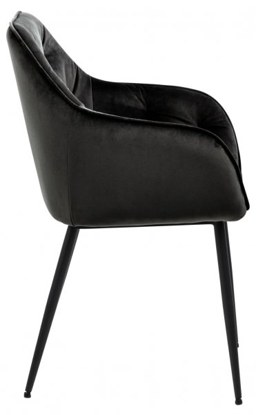 Chaise fauteuil capitonnée en velours noir moderne (Lot de 2) ELSA