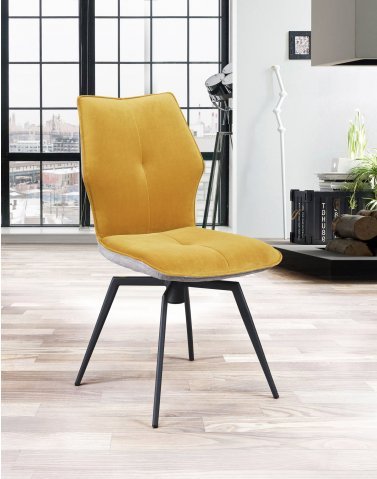 Chaise pivotante velours jaune et tissu moderne PALOMA