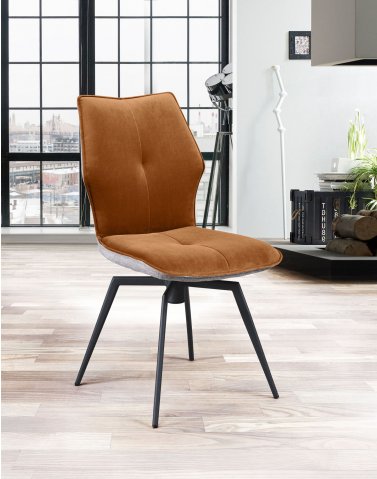 Chaise pivotante velours terracotta et tissu moderne PALOMA