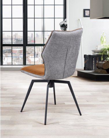 Chaise pivotante velours terracotta et tissu moderne PALOMA