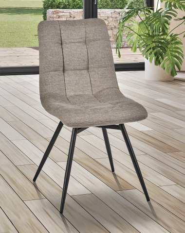 Chaise capitonnée tissu beige moderne ANGELA