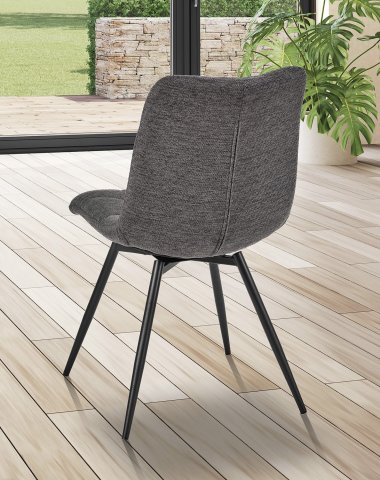 Chaise capitonnée tissu anthracite moderne ANGELA