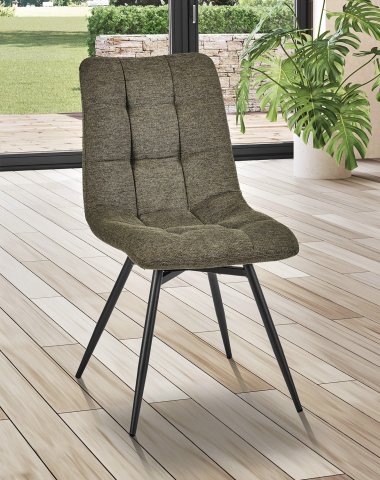 Chaise capitonnée tissu verte moderne ANGELA