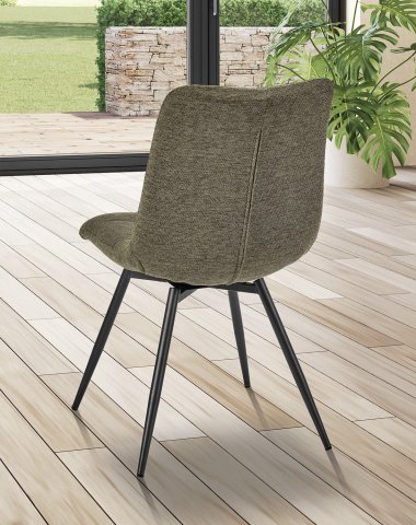 Chaise capitonnée tissu verte moderne ANGELA