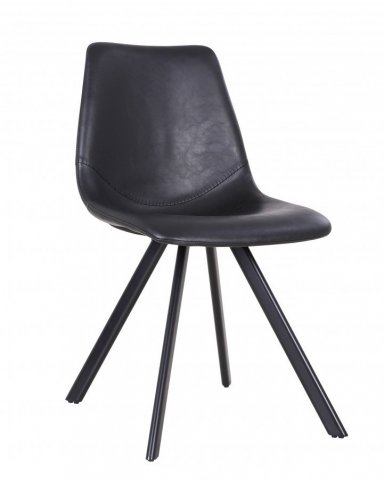 Lot de 2 chaises industrielles noires avec surpiqûres VINTAGE
