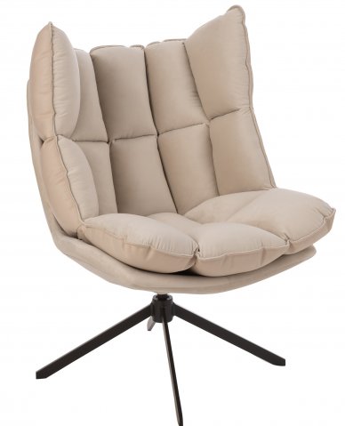 Fauteuil design pivotant tissu beige JEY