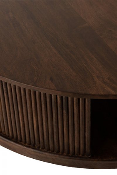 Table basse ronde bois massif moderne marron 120cm RAYAN