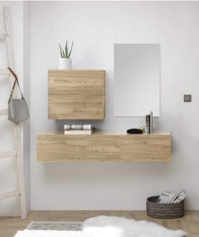 Meuble console suspendu design moderne bois clair VOGUE