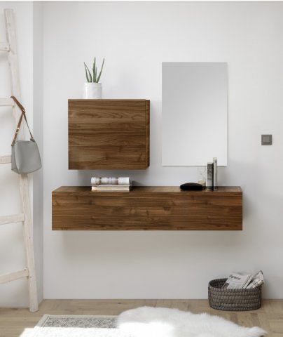 Meuble console suspendu design moderne bois clair VOGUE