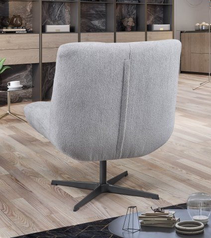 Fauteuil pivotant tissu gris perle moderne CHARLES