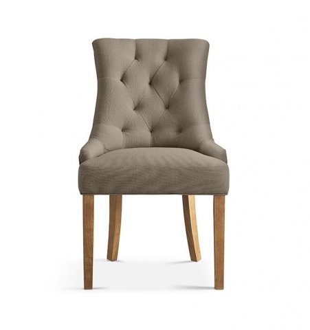 Lot de 2 chaises capitonnées tissu taupe CONSTANCE