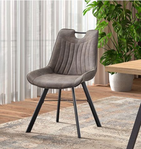 Lot de 2 chaises avec poignée moderne gris foncé SPURS