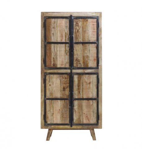 Armoire industrielle bois massif manguier 4 portes MEERA 