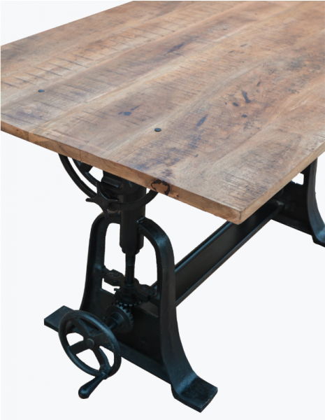 Table à manivelle métal et bois industriel FACTORY