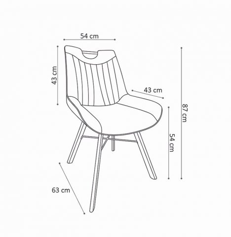 Lot de 2 chaises avec poignée moderne grise SPURS