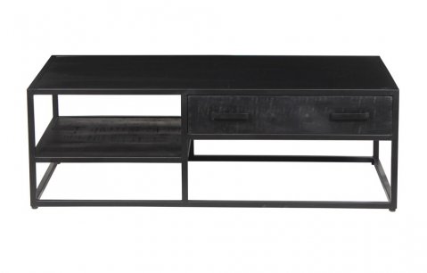 Table basse moderne bois noir et métal 120cm OLIVIA