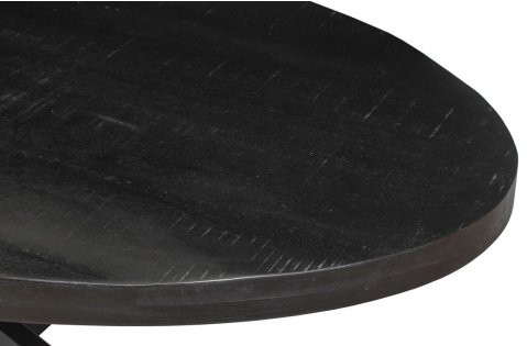 Table à manger plateau ovale en bois massif noir et métal CALVI 