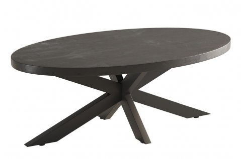 Table basse ovale moderne bois noir piétement étoile CALVI
