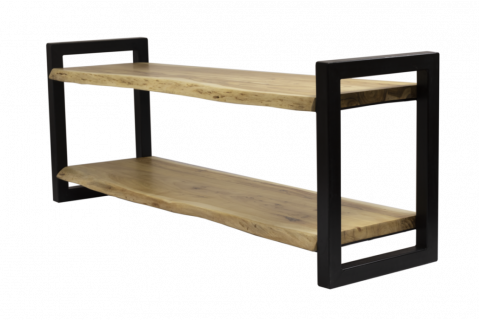 Meuble TV industriel 2 plateaux bois massif d'acacia 170cm LOUANE