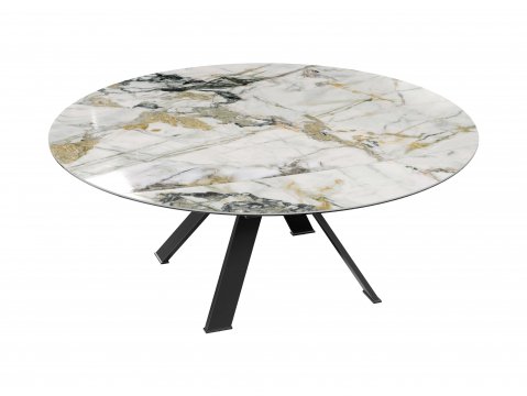 Table ronde céramique extensible effet marbre JULIE