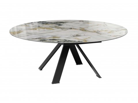 Table ronde céramique extensible effet marbre JULIE