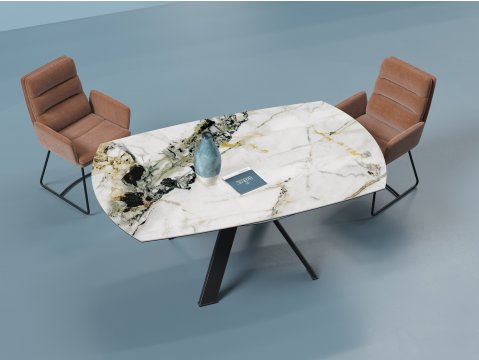 Table ronde céramique extensible effet marbre JULIE