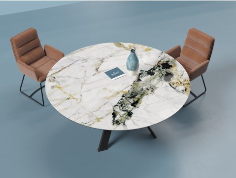 Table ronde céramique extensible effet marbre JULIE